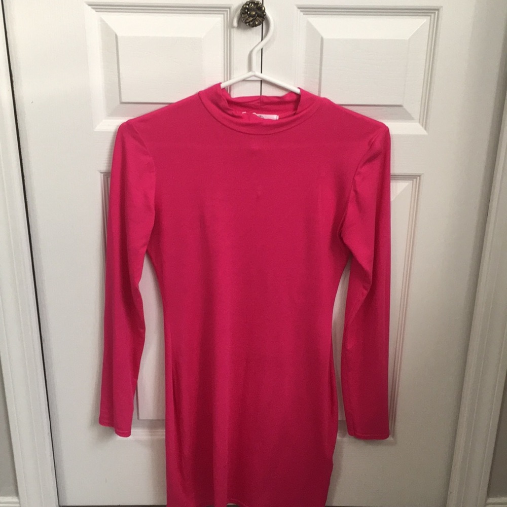 Missguided hot pink fitted dress